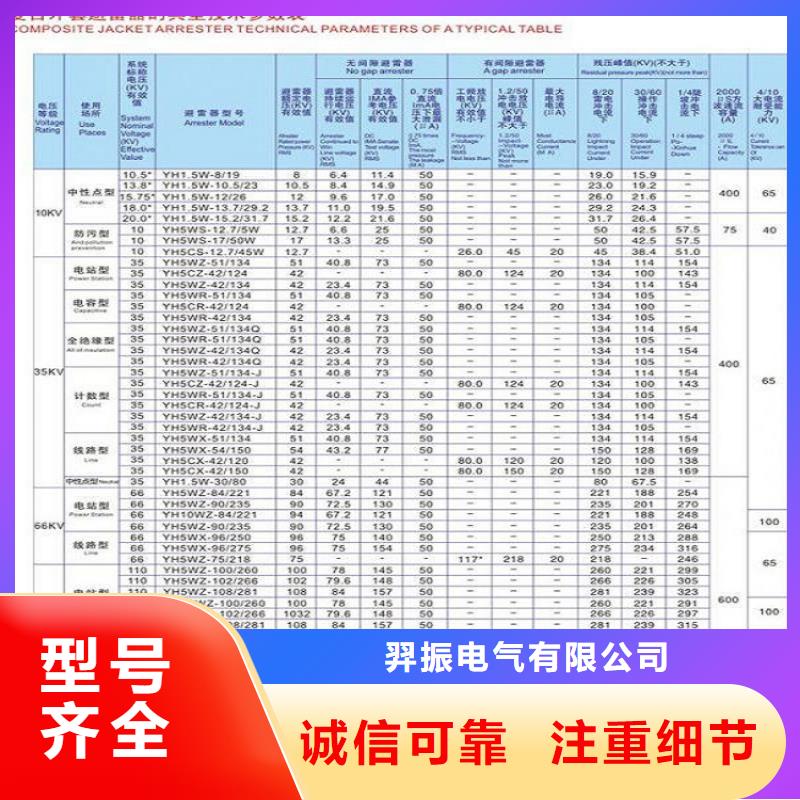 【羿振电气】复合绝缘氧化锌避雷器YH10WZ-51/134G